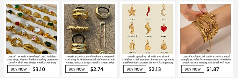 Uworld Delicate Shiny Zircon Freshwater Pearl 18K PVD Gold Plated Stainless Steel Pendant Earrings Trendy Jewelry for Women