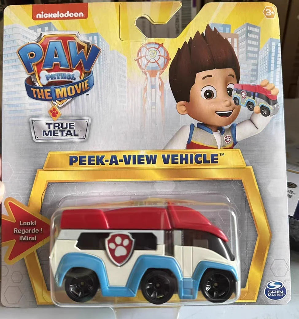 Original Paw Patrol True Metal Series Peek A View Vehicle Ryder Headquarters Patrol Car Movie Collectible Classic Kid Toys Gifts
