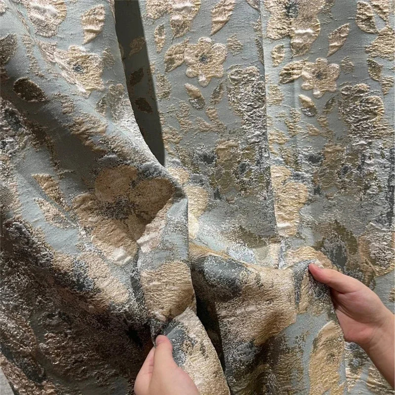 Curtains for Living Room Bedroom Windows High Quality Custom Kitchen Curtains European Top 3D Embossed Stereo Jacquard Blackout