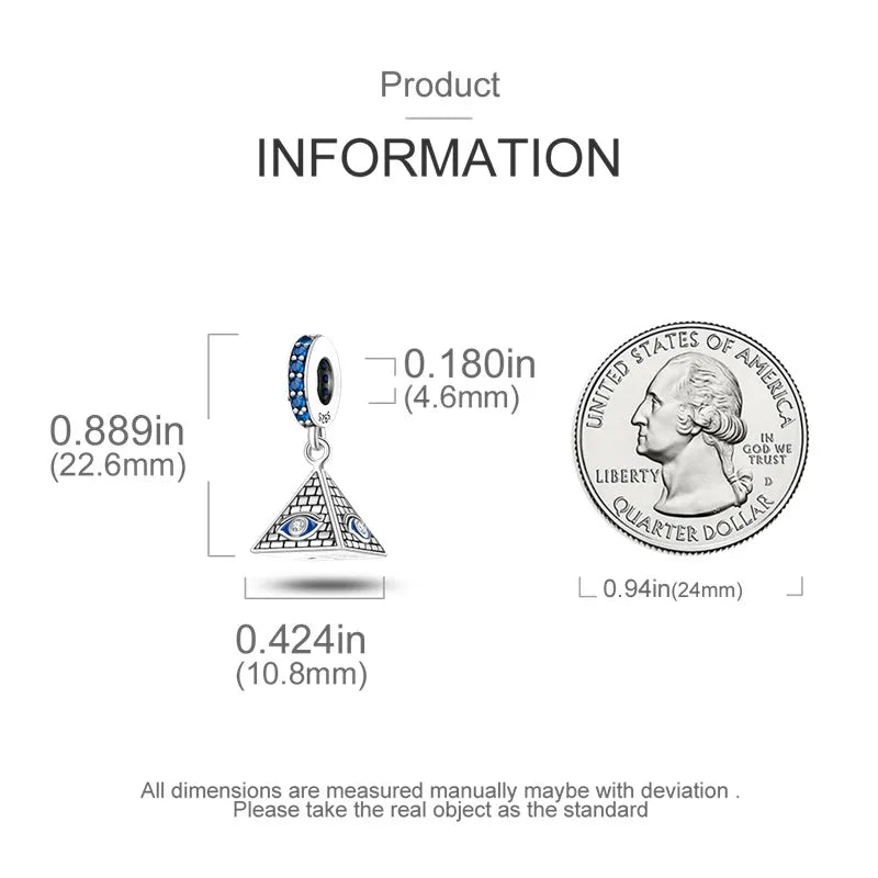 Pyramid Mum Dangle Charm Fit Pandora Bracelet 925 Sterling Silver Cleopatra Pharaoh Charms Beads Pendant Silver Original Jewelry