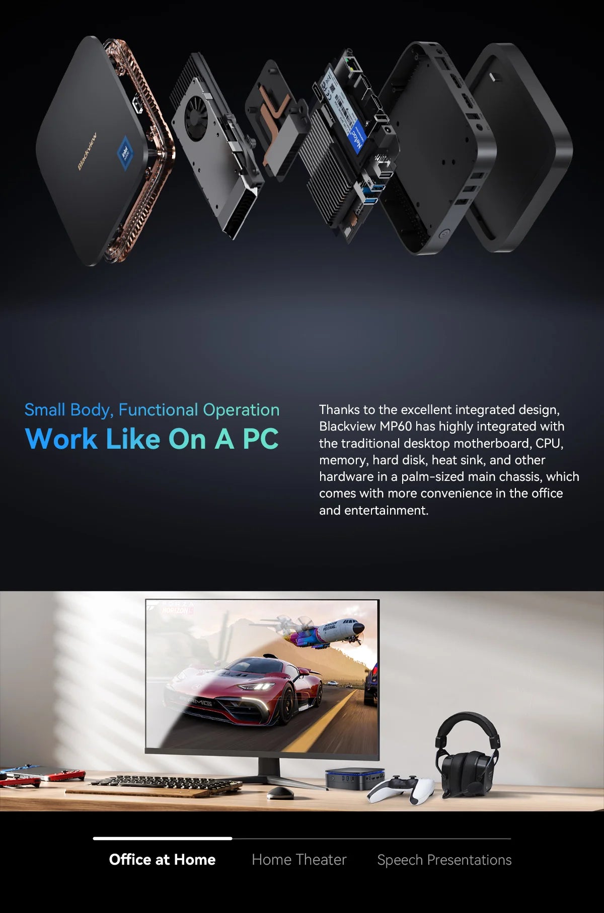 Blackview MP60 NEW Mini PC Windows 11 16GB DDR4/512GB 1TB SSD Ordenador Intel N95 4K HD Doble HDMI Dual-Band 2.4G