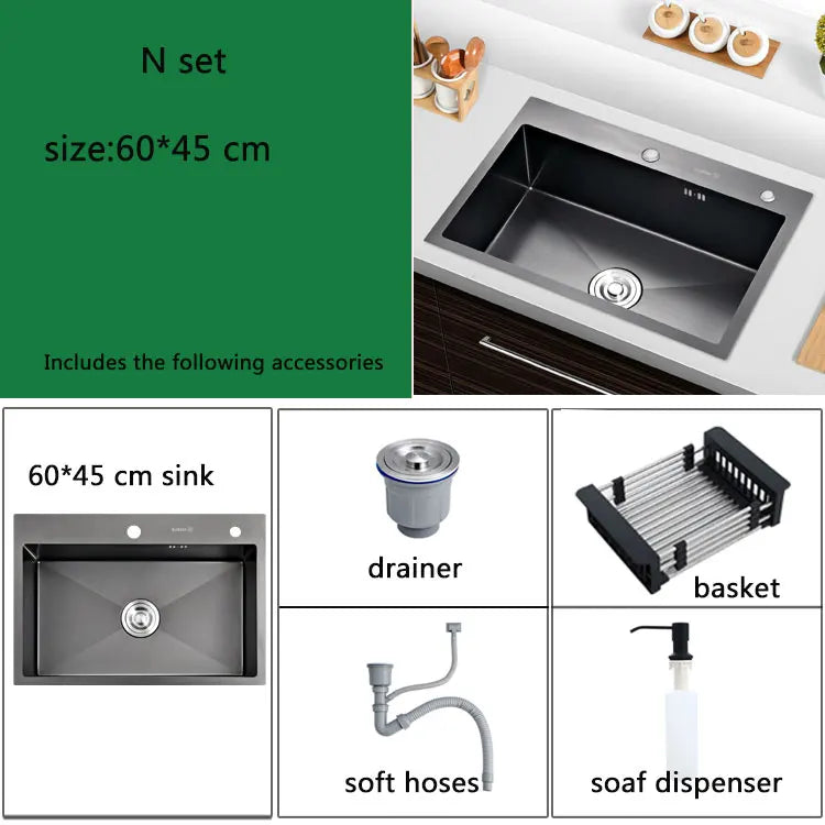 small kitchen sink above counter or udermount vegetable washing basin sink kitchen black stainless steel seamless welding pia