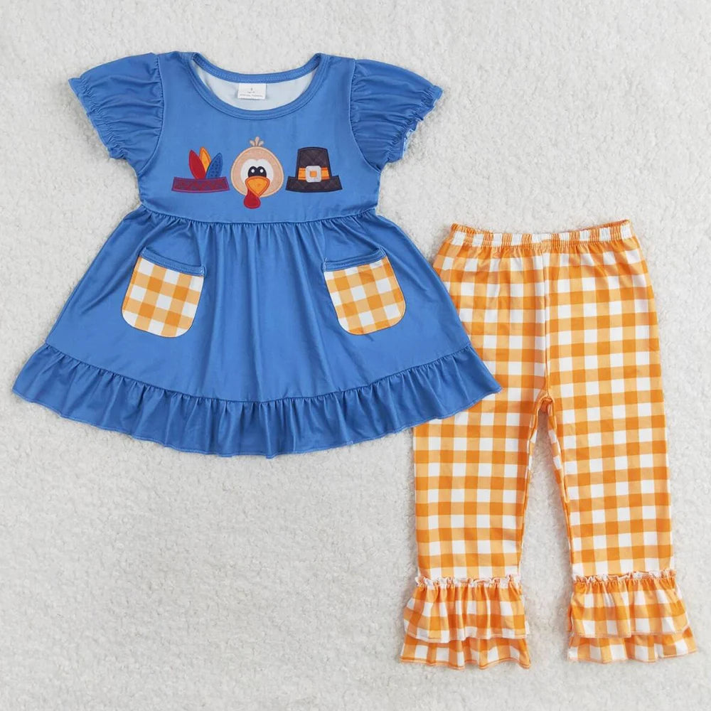 Hot Sale Baby Girls Clothes Thanksgiving Turkey Sibling Clothing Outfits Boutique Boys Clothes Infant Baby Rompers Girls Dress
