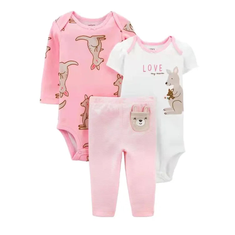 3Pcs Baby Clothes Set Cartoon Bodysuits Pp Pant Fashion Newborn Cotton Jumpsuit Pants Kids Toddler Rompers Clothing 6-24M