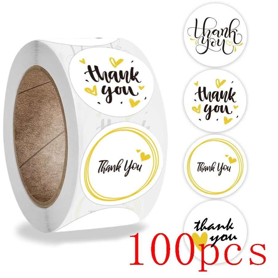100-500pcs Thank You Sticker Holiday Decor Sticker Wedding Party Gift Sticker Birthday Gift Box Sticker Baking Labels