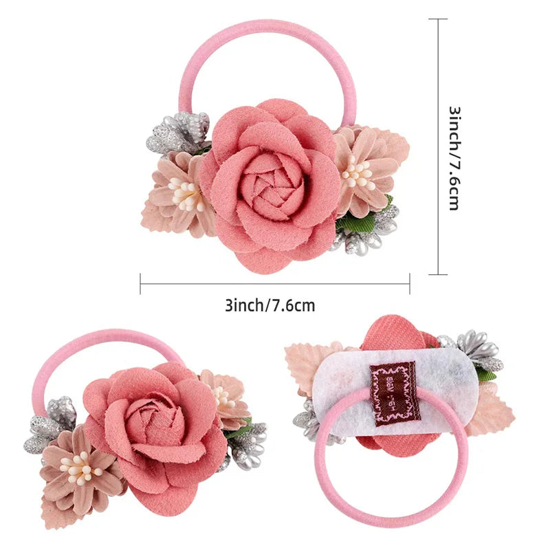 Bandes de cheveux élastiques à fleurs pour filles