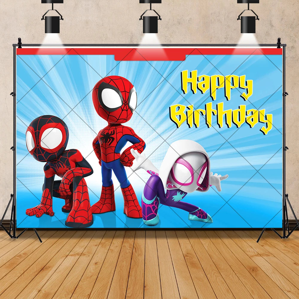 Marvel Kid Spidey And His Amazing Friends Photography Background Custom SpiderMan Boy Birthday Party Baby Shower Decor Poster