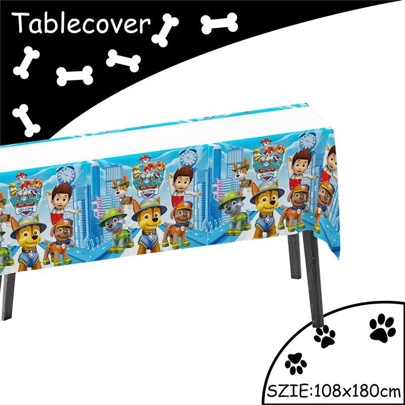 paw patrol rubble theme animals party supplies decorations kids birthday disposable tableware plate tablecloth party theme favor
