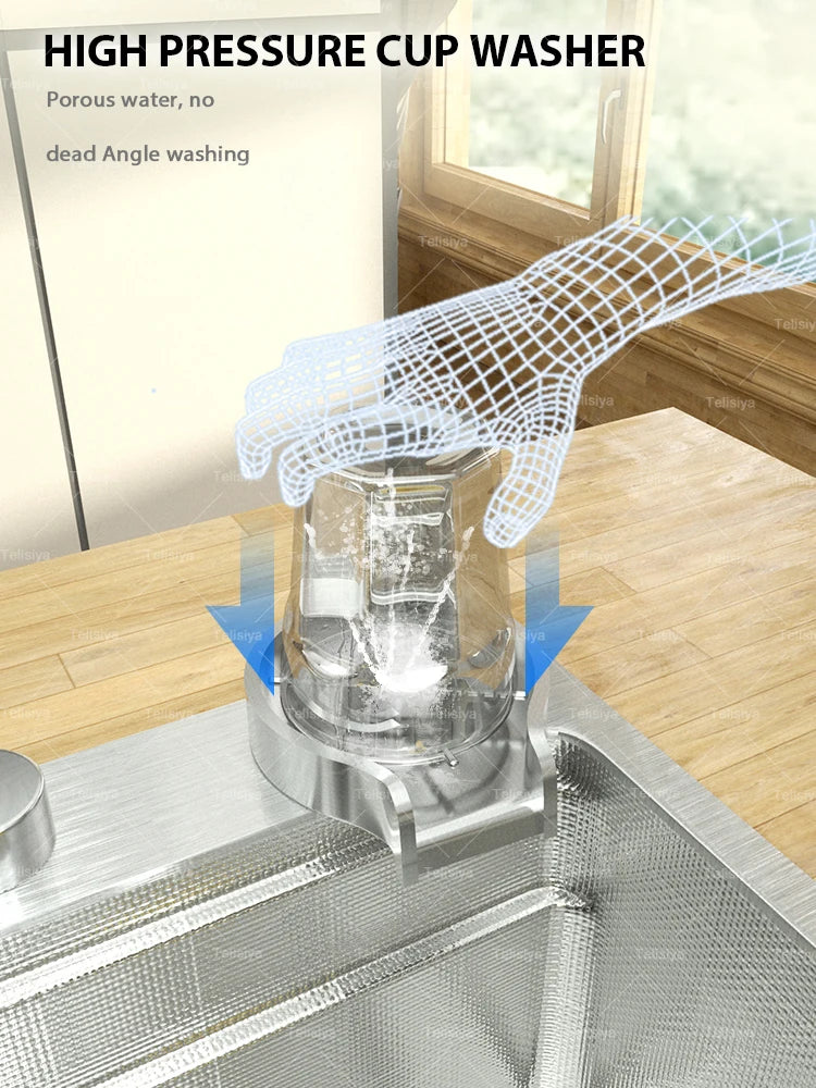 304 Stainless Steel Kitchen Sink Silver Large Single Slot Undermount Multifunction Sinks Dishwashing Basin