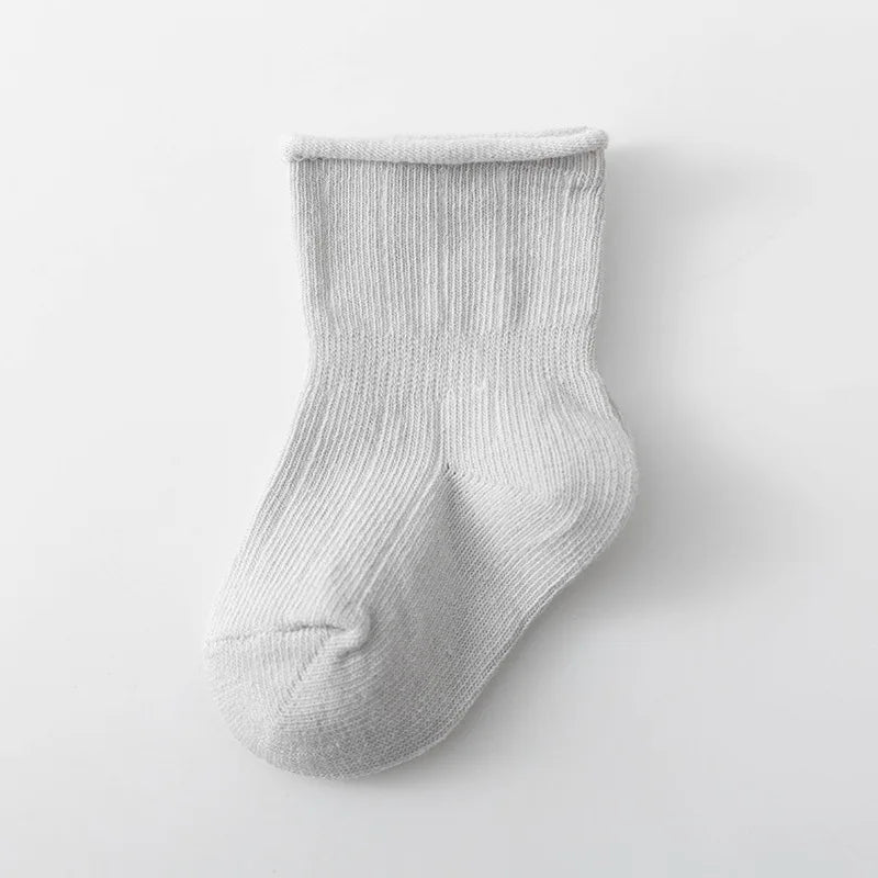 New 3pairs/lot All Season Infant Girls Socks Loose Mouth Breathable Solid Color Baby Girls Socks 100% Cotton  Children Sock Kit