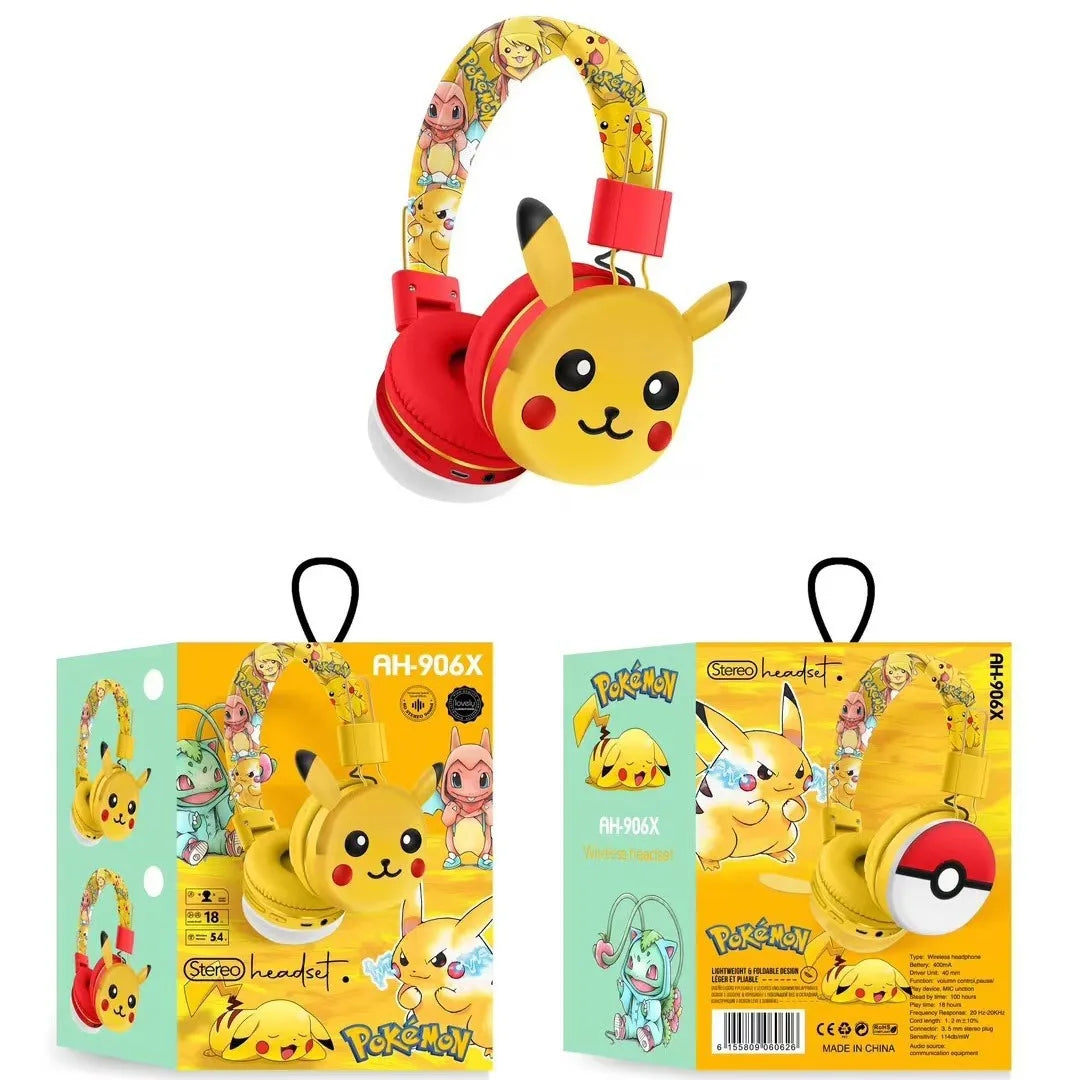 New Pikachu earphones wireless Bluetooth in ear earphones 5.3 gift giving foldable gaming earphones with microphone