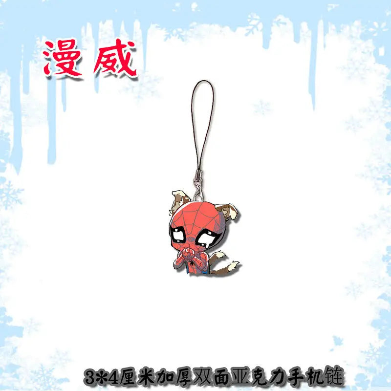 Marvel: Spider-Man Iron Man Doctor Strange cartoon Q version double-sided acrylic mobile phone chain pendant backpack decoration