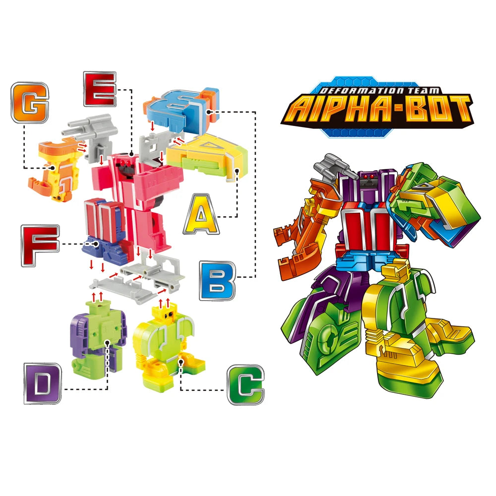 Alphabet Robot Transformation Toys, 26 Letters A-Z Deformation Robot for Kids Education