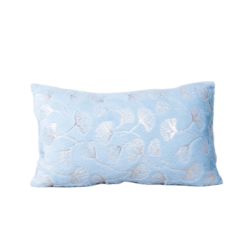 Golden Printed Ginkgo Leaf Pillow Cover 45*45cm 30*50cm Decorative Pillowcase for Living Room Luxury Plush Fur Cushion Covers