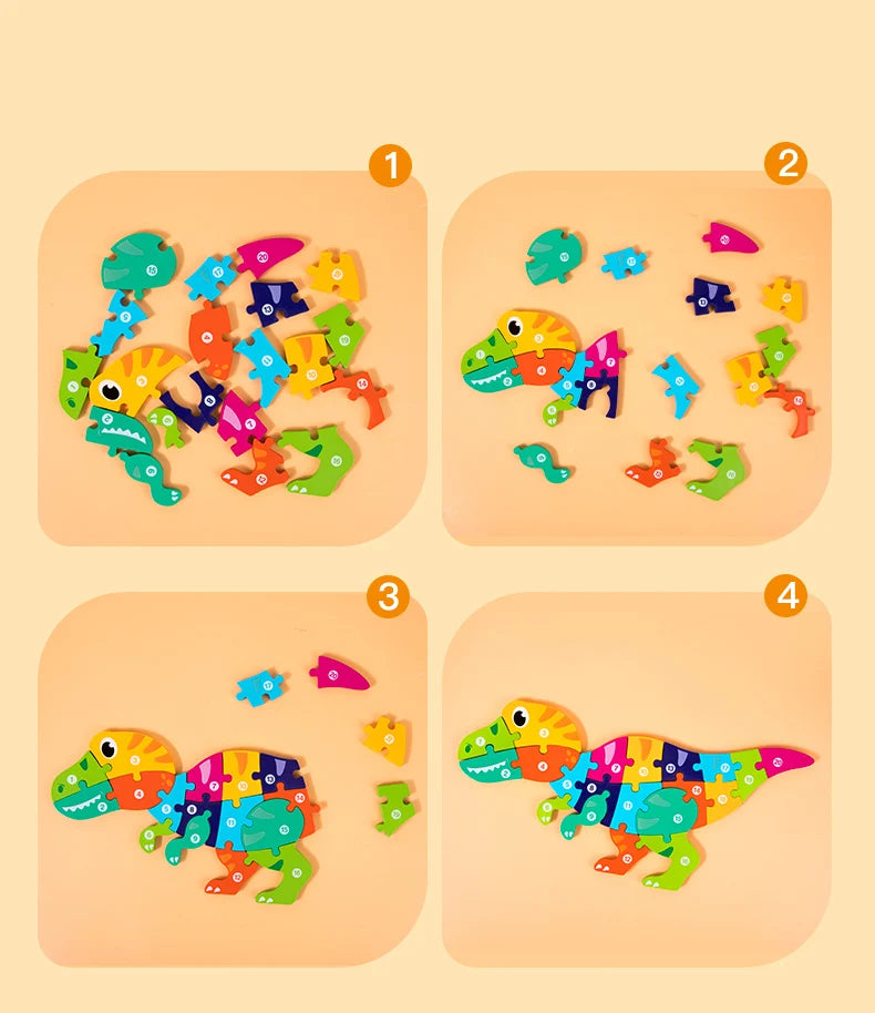 High Quality Large Animal 3D Wooden Puzzle Baby Cartoon Animal Jigsaw Early Learning Cognition Game Puzzle Toys for Children