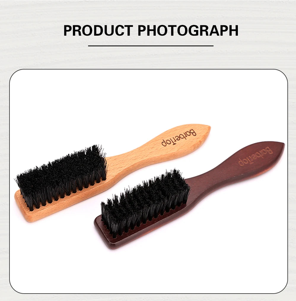 Barbertop Men Barbe Brosse Poignée boisée Brosse de nettoyage de cheveux doux Cheveux cassés