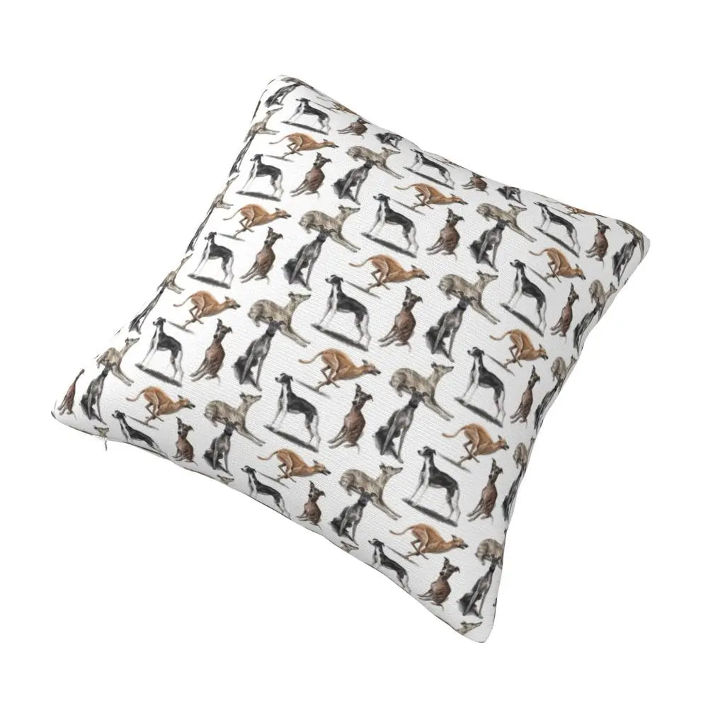 Custom Cute Whippet Greyhound Pillow Case Decor Home Hound Dog Luxury Cushion Cover Car Pillowcase