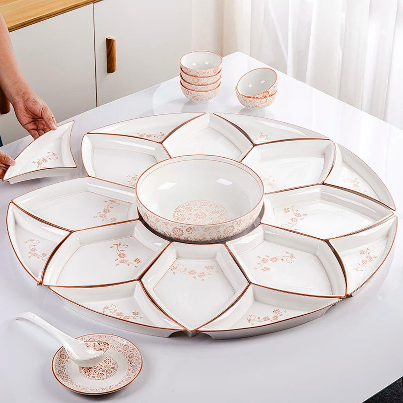 Vintage Ceramic Plate Set Microwaveable Dining Bowls Home Dinnerware Plates Set Dishes Full Tableware Pratos De Jantar Dishes