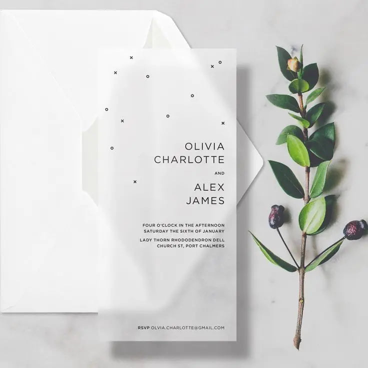 Custom Vellum Personalized Wedding Invitation Thank You Card Sate The Date Greetings Design Print DIY Menu Bridal Shower Birthda