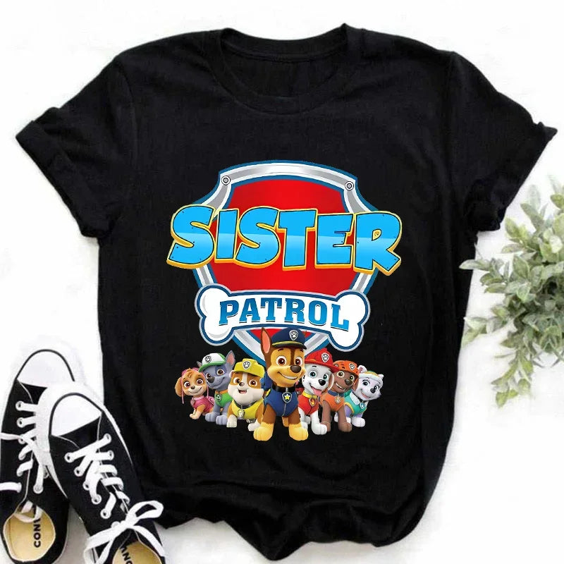 Paw Patrol Summer Tops Cotton T-shirt White Shirt Print Women Cartoons Fashion Black Clothes Man Adult Tee Short Sleeve Clothing