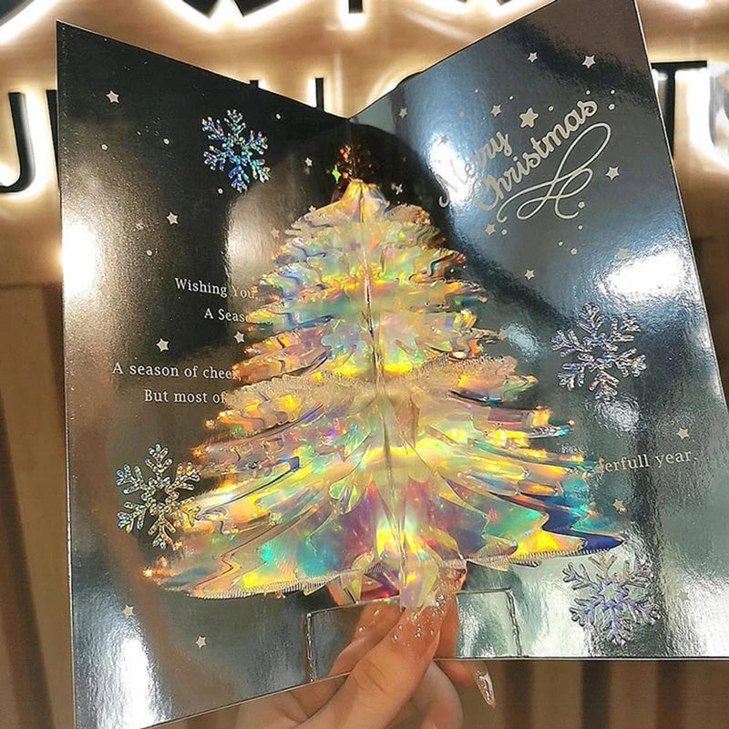 New 2/1PC 3D Pop Up Shining Christmas Greeting Cards Tree Handmade Card with Envelope For Xmas New Year Thanksgiving Day Gifts