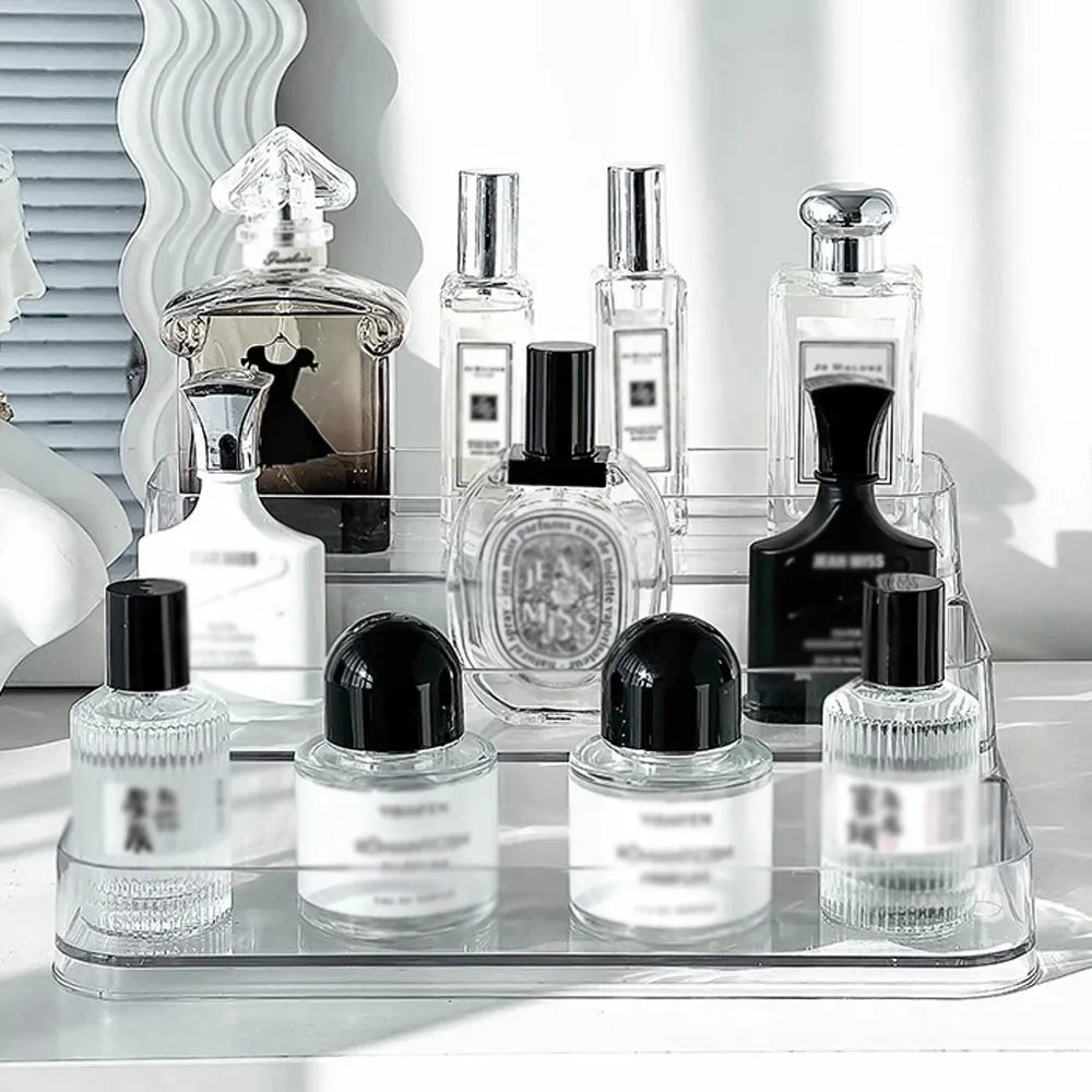 Perfume storage box-Cosmetic storage box, sturdy transparent rack, suitable for kitchen and bathroom countertop cabinet storage