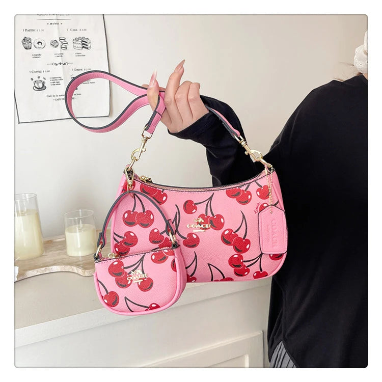 2025 Latest! Modern Vintage Cherry Crossbody - Mahjong - Style Chain Bag, Shoulder/Underarm Design, Women's Light Luxury