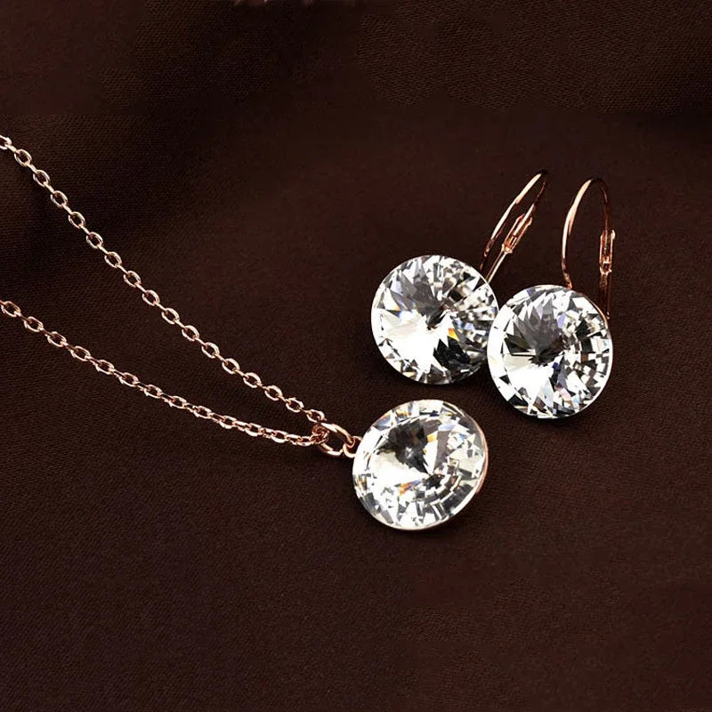Silver Color Bella Jewelry Sets Crystals from Austria Pendant Necklace Drop Earrings for Women Party Wedding Evening Accessories