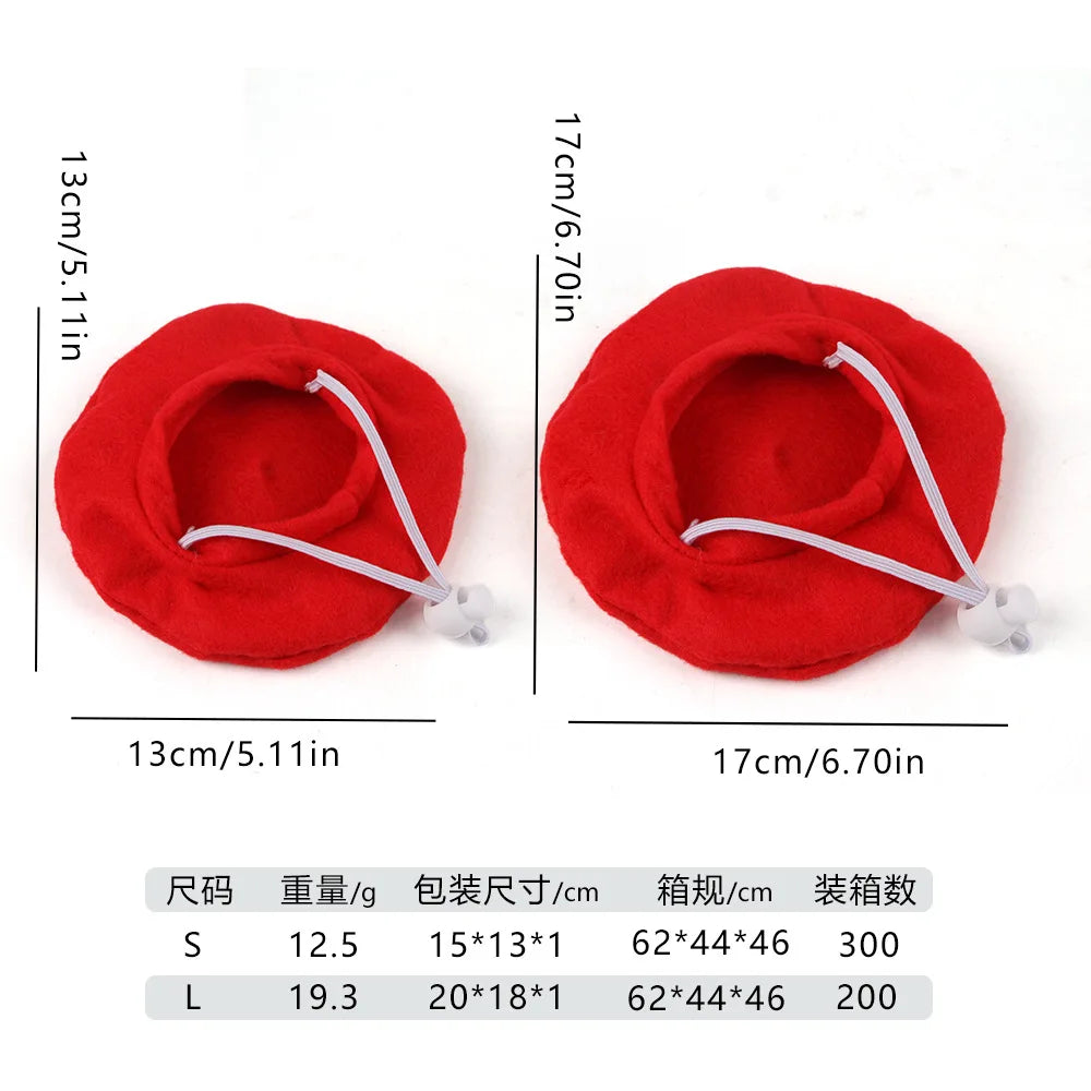 Cute Adorable Cat Beret Hat Red Black Pet Costume Accessories Cat Dog Caps Fashionable Pet Headwear for Photos &amp; Parties