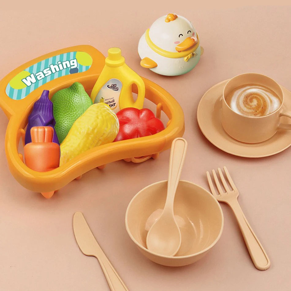 Kids Kitchen Sink Toys Electric Dishwasher Playing Toy With Running Water Pretend Play Food Fishing Toy Role Playing Girls Gift