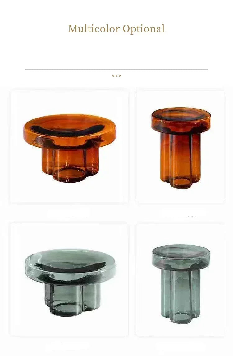 Verre Transparent café moderne rond chevet nordique pétale côté salon meubles créatifs Table ronde