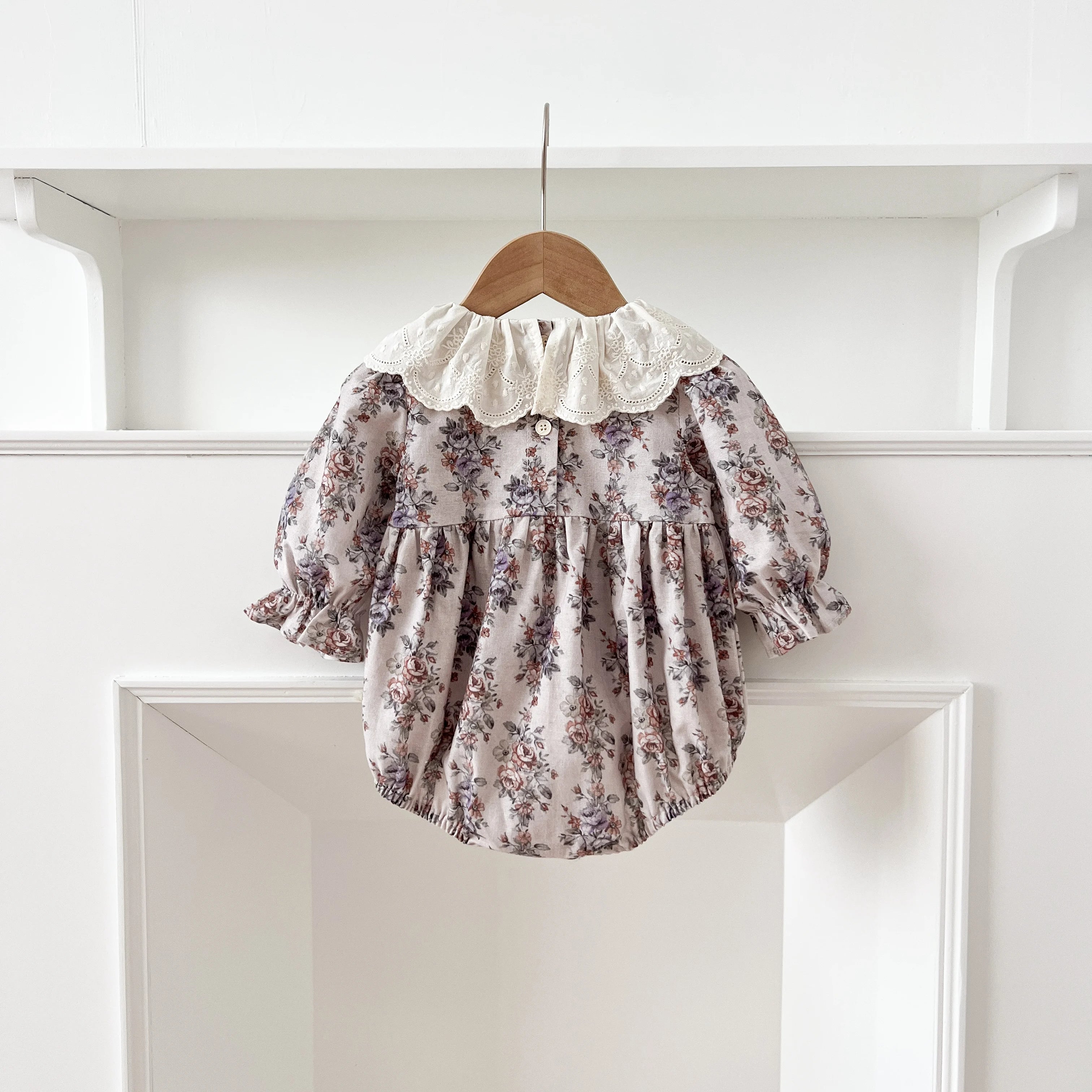 Infant Clothes 0-24M Infant Floral Baby Girl Bodysuit Cute Peter Pan Muslin Babe Girls Jumpsuit Autumn Newborns Clothing Romper