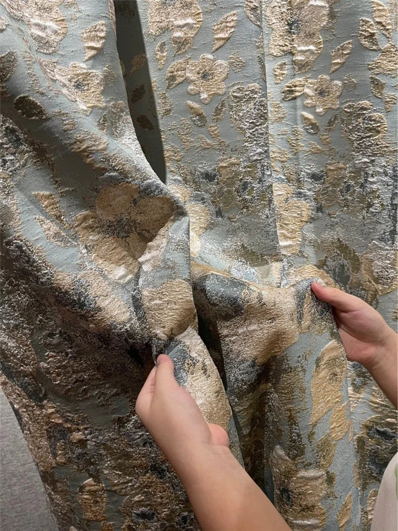 Curtains for Living Room Bedroom Windows High Quality Custom Kitchen Curtains European Top 3D Embossed Stereo Jacquard Blackout