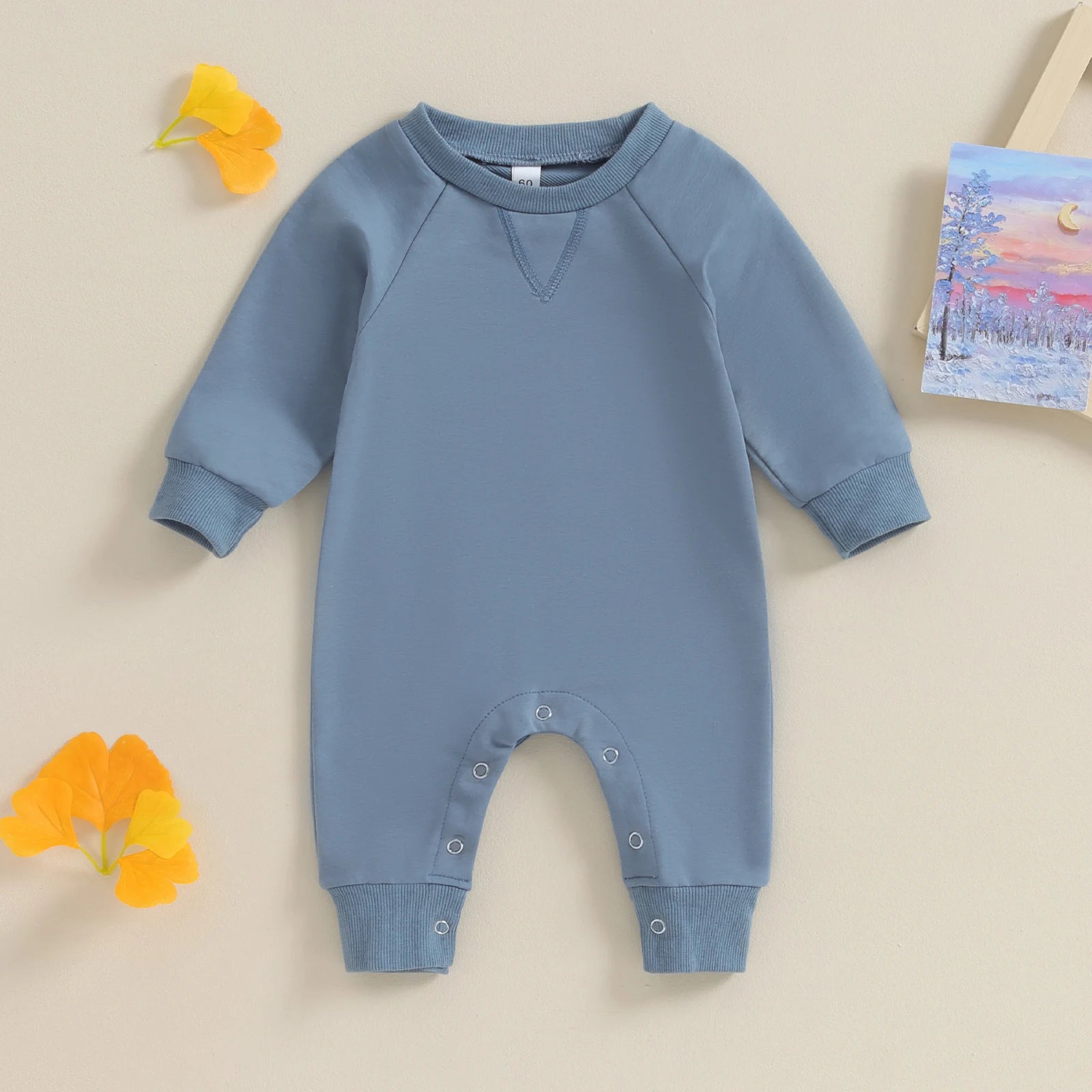 FOCUSNORM 7 Colors Newborn Baby Girls Boys Casual Romper 0-18M Solid Long Sleeve Button Jumpsuits Clothes