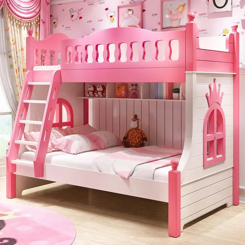 Bunk Bed Children Bunk Solid Wood Bedpost Two-story Bed Boys and Girls Multifunctional Mother-child Bed With Wardrobe