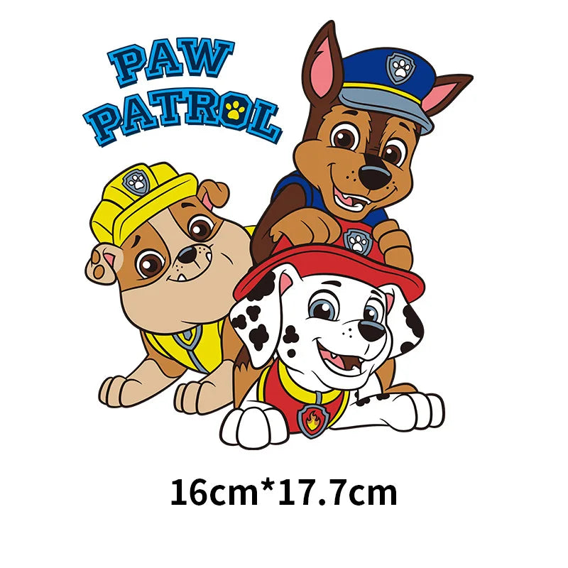 Cute Paw Patrol Patches for Clothes Children Clothes Sticker Diy Hoodies T-Shirt Heat Press Appliqued Iron Sticker