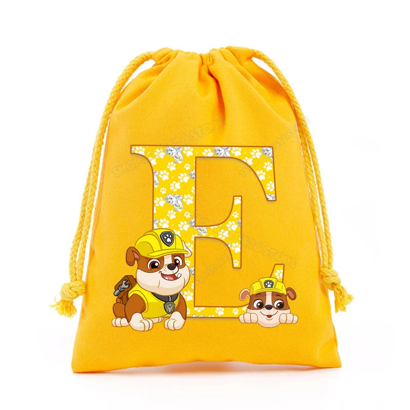 Paw Patrols Drawstring Storage Bag Rubble A-Z Letter Candy Gift Package Cartoon Key Pouch  Earphone Data Cable Dustproof Sacks