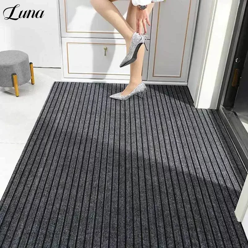 Shearable Striped Entrance Door Floor Mat PVC Anti-slip Dirt Resistant Kitchen Rugs Hallway Office Corridor Decoration Carpets
