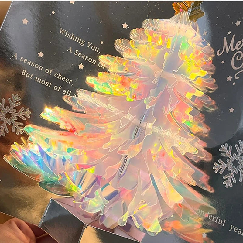 New 2/1PC 3D Pop Up Shining Christmas Greeting Cards Tree Handmade Card with Envelope For Xmas New Year Thanksgiving Day Gifts