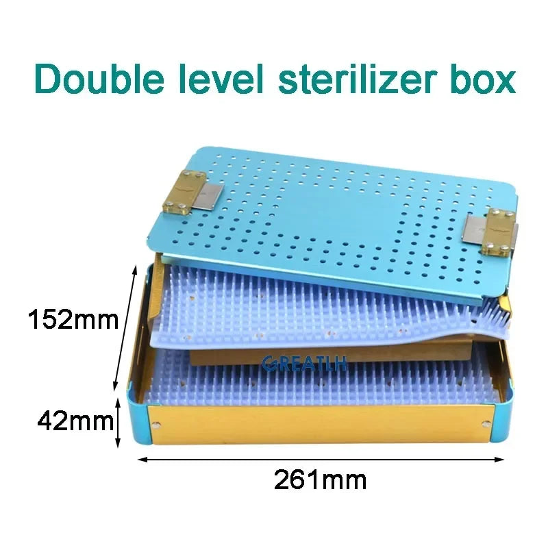 Disinfection Box Sterilization Tray Box Case with Silicone Pad Autoclavable Box