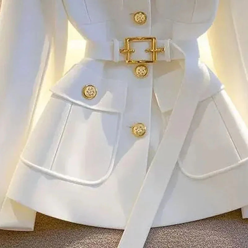 Women Long Sleeve Office Blazers Coat Autumn Winter Solid Casual Single Breasted Apricot Chic Blazer Top Ladies Jackets Clothes