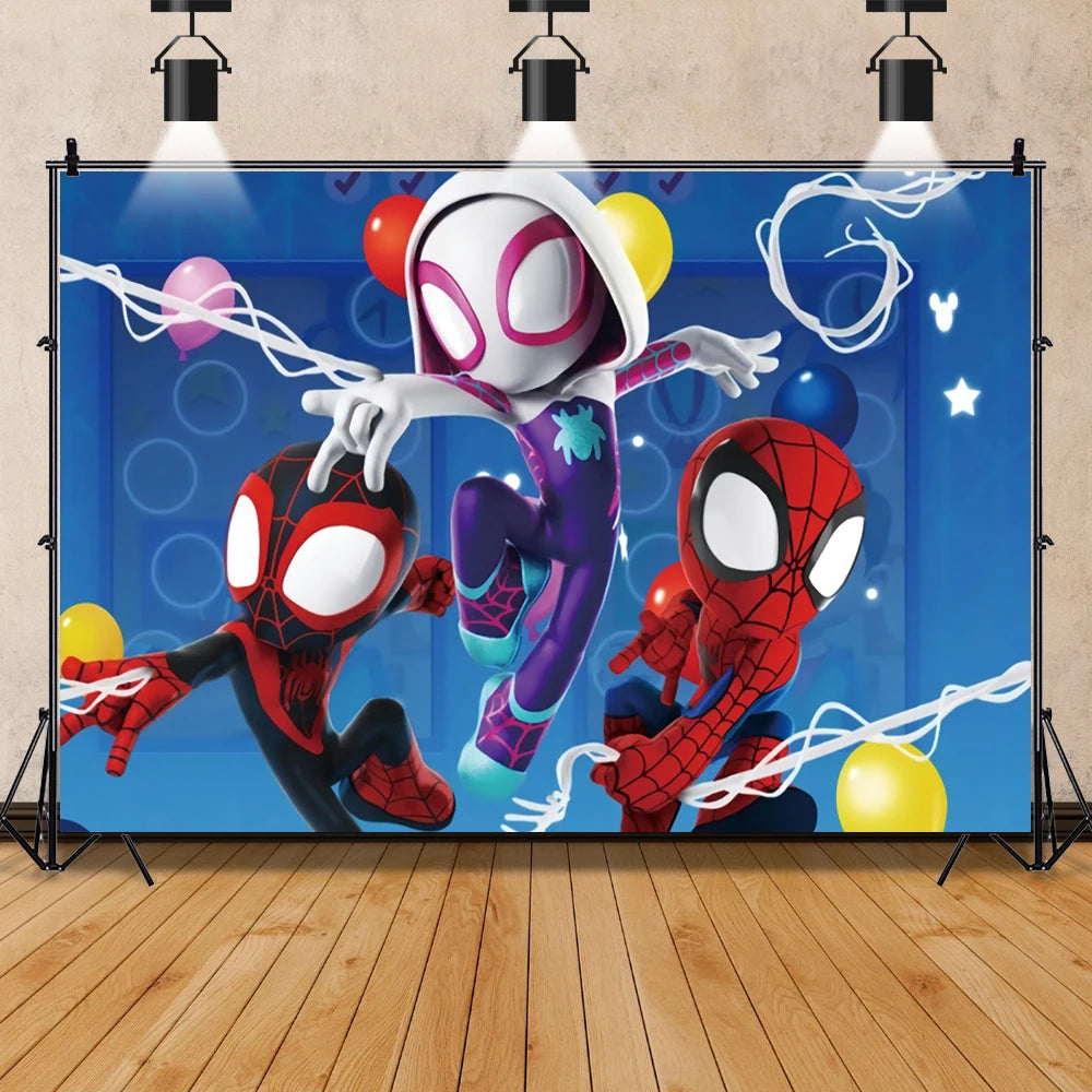 Spidey And His Amazing Friends Photography Backgrounds Vinyl Cloth Photo Shootings Backdrops For Kid Birthday Party Photo Studio