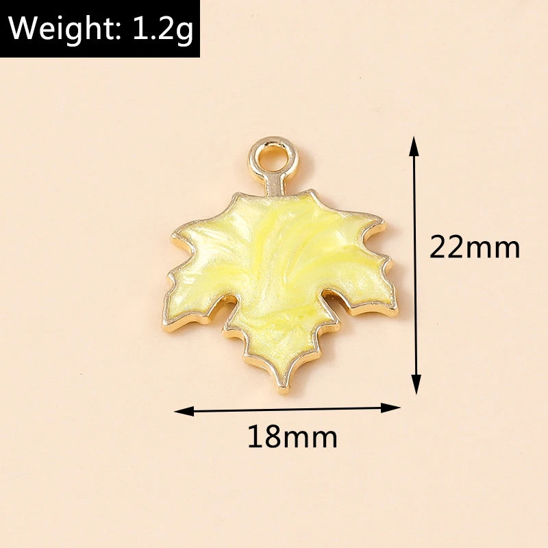 10pcs 18*20mm Enamel Fall Maple Leaf Charms Pot Leaf Thanksgiving Necklace Pendant Diy Jewelry Making Accessories