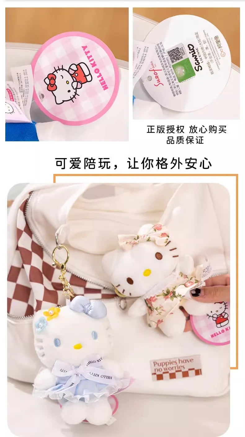 Genuine Sanrio Hello Kitty Cute Girl Keychain Car School bag Pendant Kids Plush Toys Keyring Plushier Birthday Thanksgiving Gift