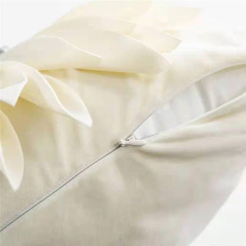 Modern Style Yellow White Throw Pillows Round  45*45 Velvet Stitching 3D Chrysanthemum Cushion Cover Waist Blue Cute Pillowcase