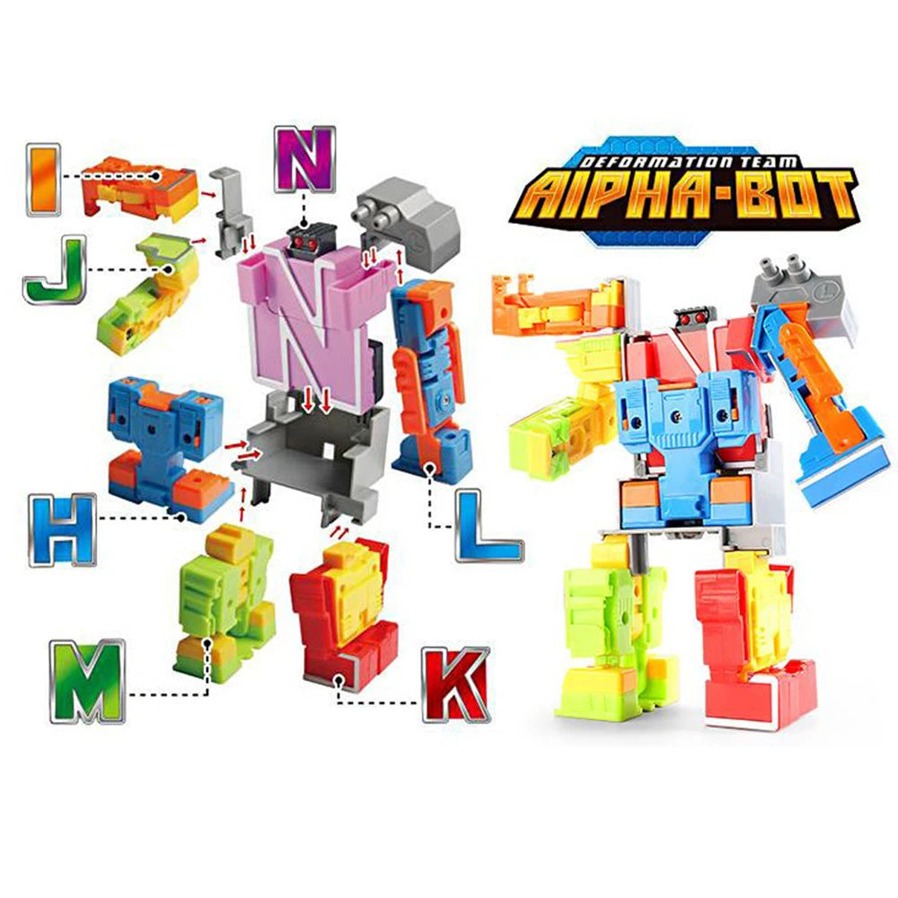Alphabet Robot Transformation Toys, 26 Letters A-Z Deformation Robot for Kids Education