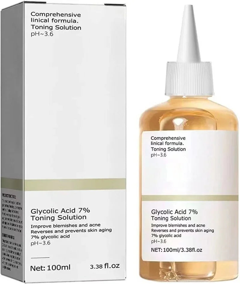 Glycolic Acid 7% Toning Facial Solution Skin Care Lighten Pore Glow Acid Toner Lifting Firming Wrinkles Dispelling Acne New