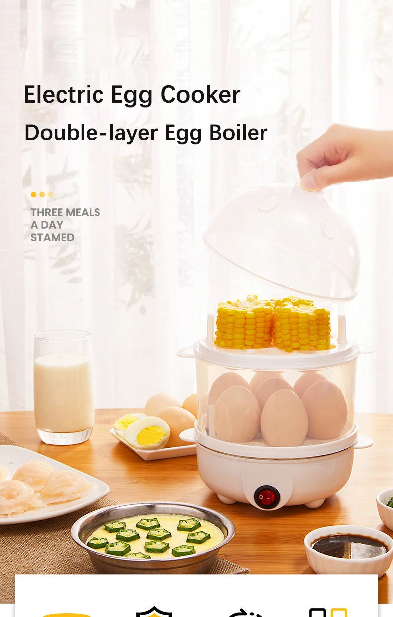 Smart Egg Cooker Electric Egg Boiler Steamer Poacher Compact Mini Kitchen Appliance Perfect for Breakfast and Healthy Meals