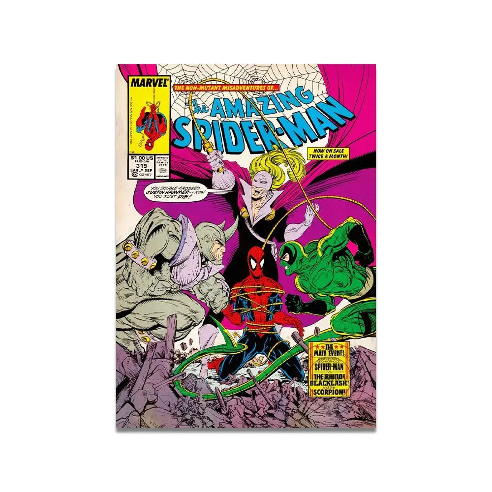 Marvel Vintage Comics Amazing Classic Spiderman Print Wall Art  Amgazine Poster Canvas Paintings Home Decor Pictures Best Gift