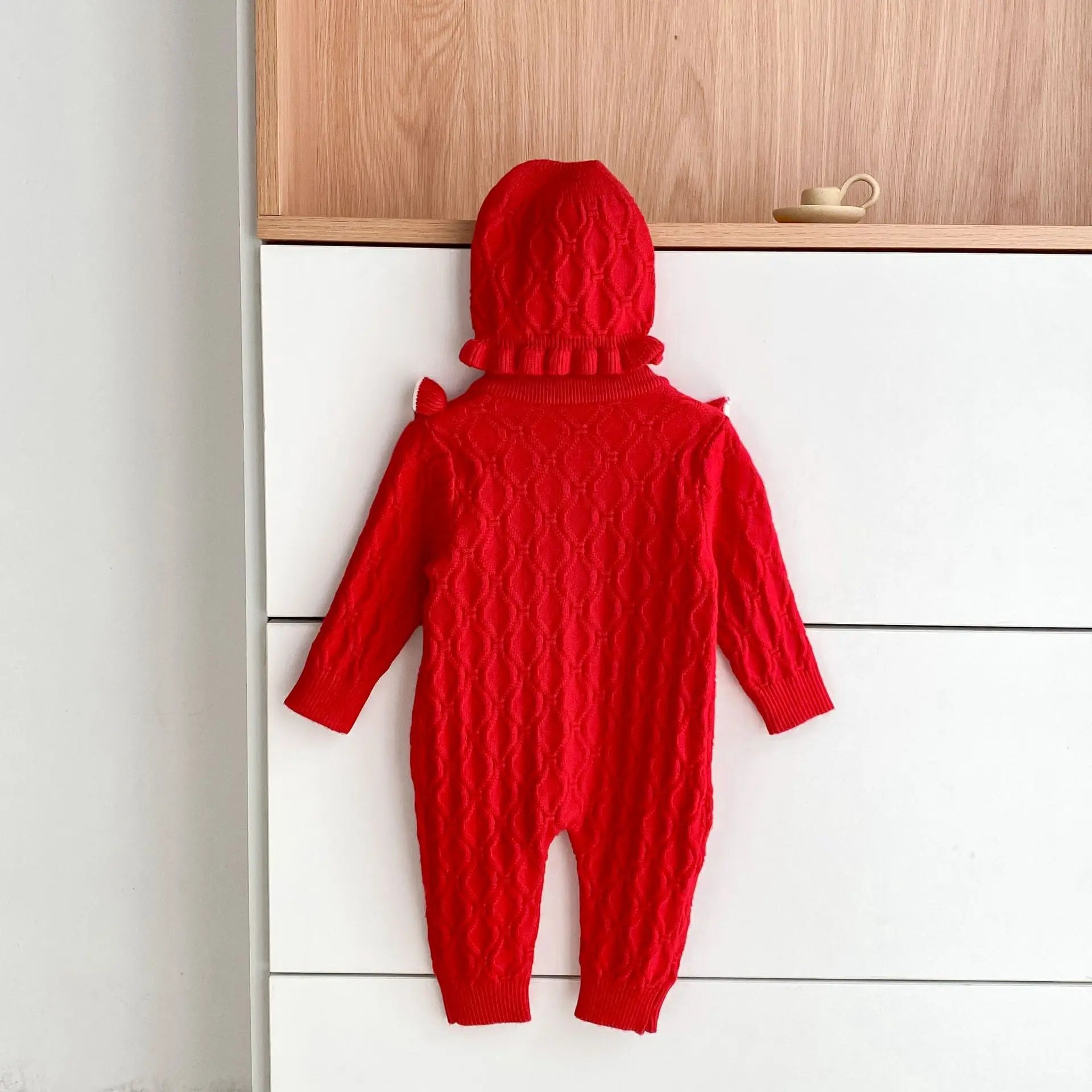Christmas Baby Rompers Clothes Hat Autumn Winter Knitted Bow Newborn Girls Jumpsuits Fashion Solid Plain Toddler Kids Rompers